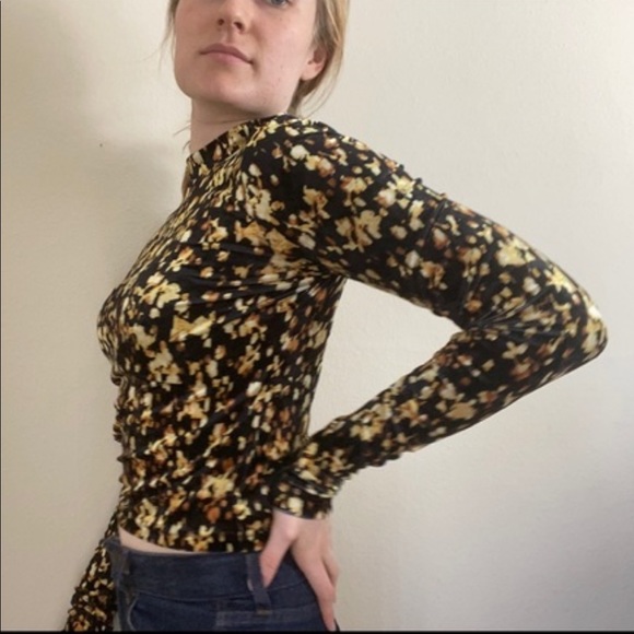 NWOT & Other Stories stretch velvet top size 0 long sleeved pattern top gift - Picture 1 of 12